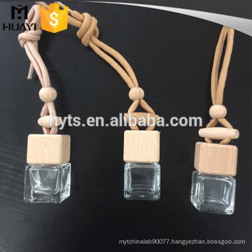 empty square glass hanging car perfume bottle with special type string